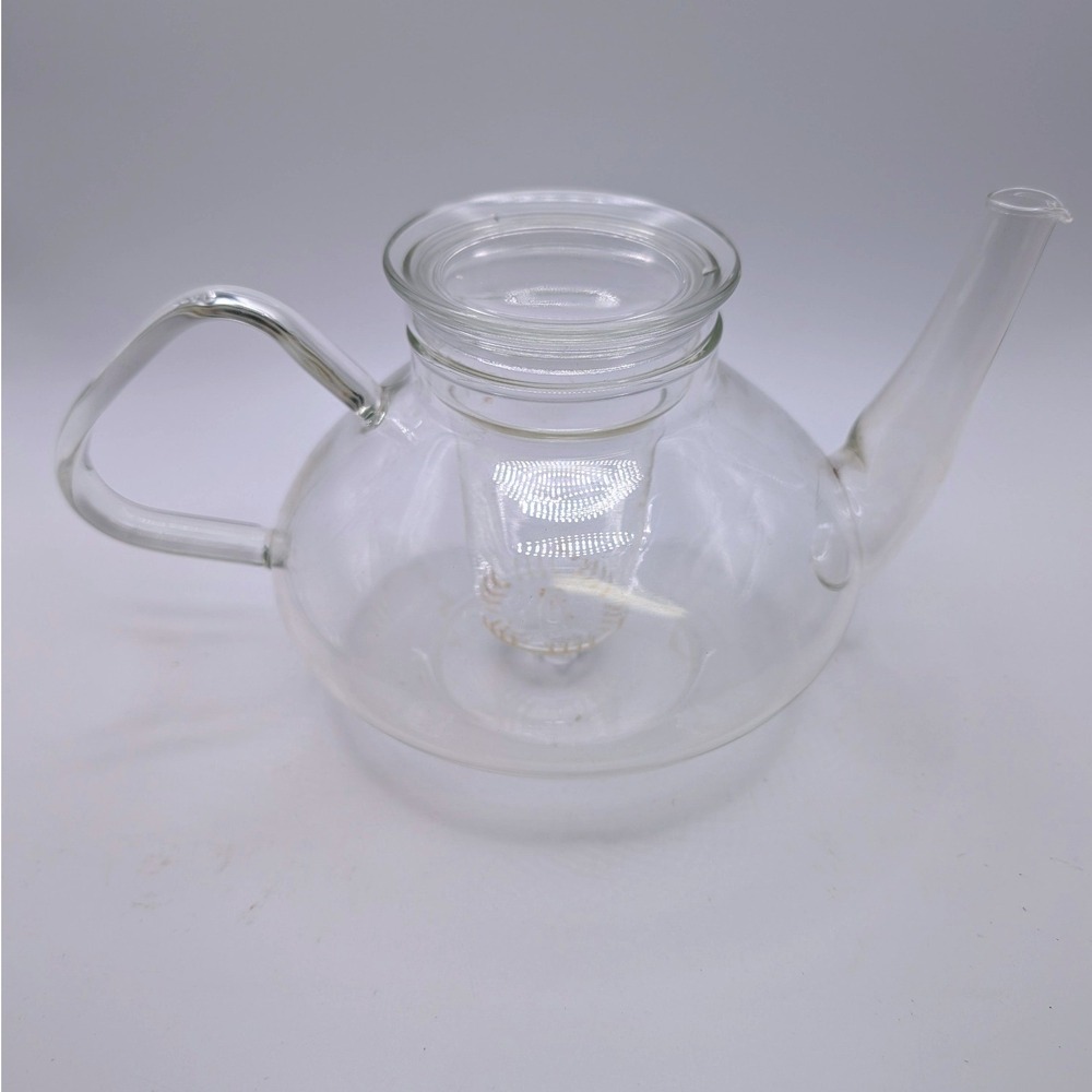 Vtg Schott Verran Glass Teapot w/ Infuser & Lid Germany original box minimalist